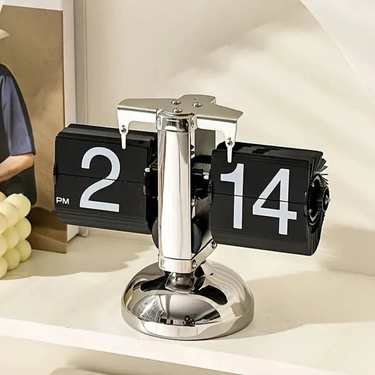 Modern Retro Flip Clock - Stylish Stainless Steel Timepiece for Home Decor Clocks