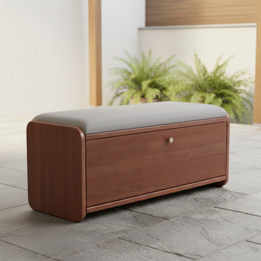Scandinavian Shoe Storage Bench with 2-Tier Entryway Organization Shoe Storage