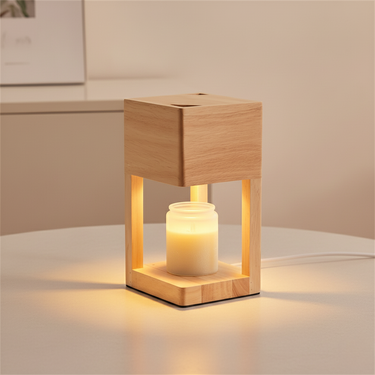 Scandinavian Wooden Candle Warmer Lamp - Dual-Purpose Ambient Light Candle Warmer Lamp