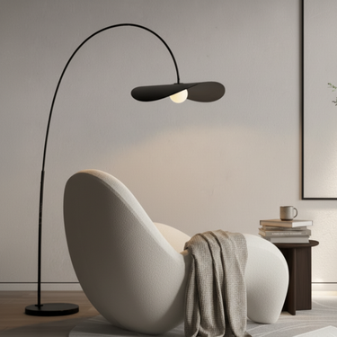 WabiSabi Arc Floor Lamp | Elegant Modern Iron Floor Lamp with Petal Shade for Living Room Floor Lamps