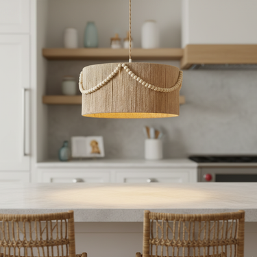 JuteCraft | Elegant Natural Jute Hanging Pendant Light Fixture Lamps & Lighting