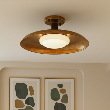 Cymbale - Modern Flush Mount Ceiling Light with Hand-Blown Opaline Glass Lighting