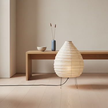 Akari 22N Minimalist Table and Floor Lamp - Washi Paper Shade for Bedroom & Living Room Lamps