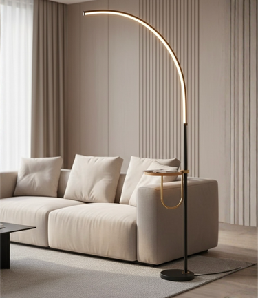 Valeris Arc Floor Lamp | Modern Minimalist LED Standing Lamp for Living Room or Bedside Floor Lamps