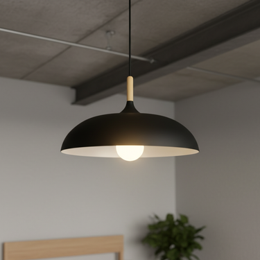 Haft Pendant Light - Scandinavian Kitchen Pendant Lighting with Wood & Iron Pendant Lights
