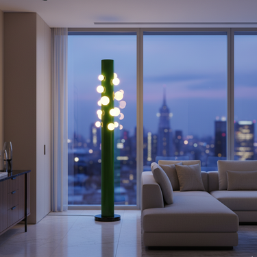 VerdeLuxe | Stylish Modern Floor Lamp with Green Metal Base and White Shade Floor Lamps