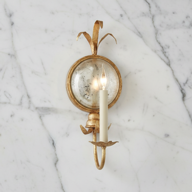 Elegant Brass Wall Sconce Lighting with Antiqued Mirror & Candelabra Lights Wall Sconces