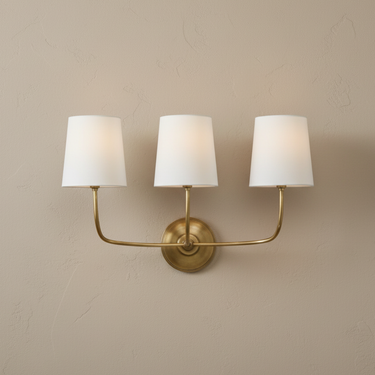 Cadence Triple Arm Mid-Century Wall Sconce Lighting with Fabric Shades Wall Light