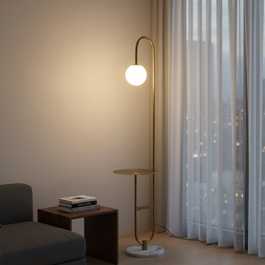 NordHalo Arc | Modern Elegant Scandinavian Floor Lamp with Side Table Floor Lamps
