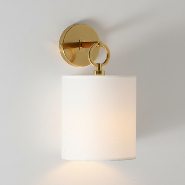 Signet Wall Sconce - Elegant Fabric Shade & Signature Ring Detail Wall Lighting Wall Light