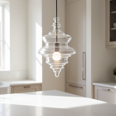 La Toupie | Elegant Hand-Blown Glass Kitchen Pendant Lighting Fixture Pendant Lights