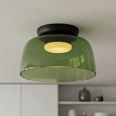 Milo Dome Light - Mid-Century Modern Flush Mount Ceiling Light with Layered Glass Shade Lamps & Light Fixtures