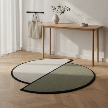 Arketa Halo Washable Area Rug | Modern Half-Circle Accent Rug for Living Room Rugs