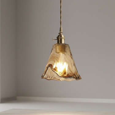Elegant Artisanal Amber Glass Kitchen Pendant Lighting Fixture Lighting