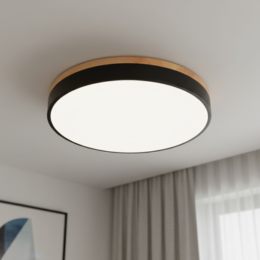 Horizon Flush Mount Ceiling Light - Ultra-Thin Modern Design with Wood Accent Lighting