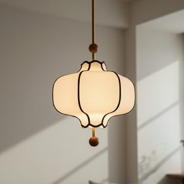 Lanora | Elegant Modern Fabric Kitchen Pendant Lighting with Walnut Accents Pendant Lights