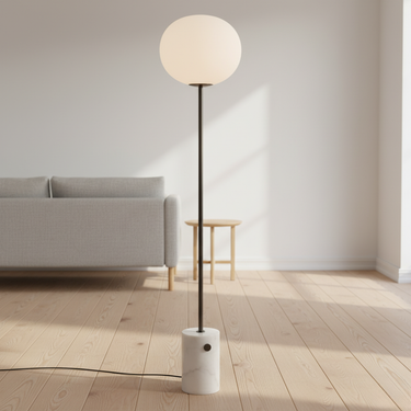 Elegant Marble Globe Glass Floor Lamp with Soft Ambient Lighting