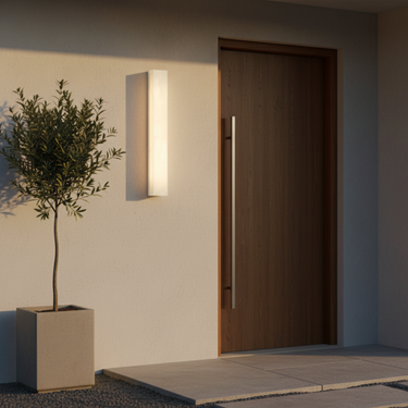 Sleek White Outdoor Wall Light - Modern Rectangular Sconce with Dual Power Options Wall Light