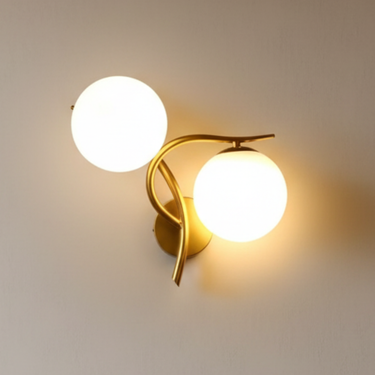 Modern Iron Wall Sconce Lighting with Dual Glass Ball Accent for Bedrooms & Corridors Lighting
