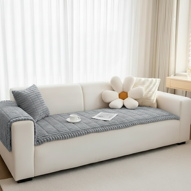 Plush Couch Cover for Dogs, Anti-Slip Flannel Slipcover Sofa Cover