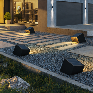 Modern Solar Outdoor Lights - Stainless Steel Landscape Lighting with Remote Outdoor Lighting