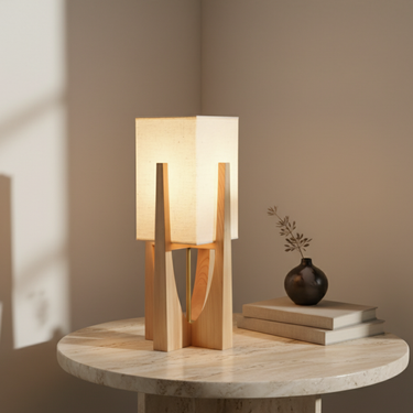 SolaceColumn | Elegant Minimalist Wooden Base Modern Table and Floor Lamp Floor Lamps