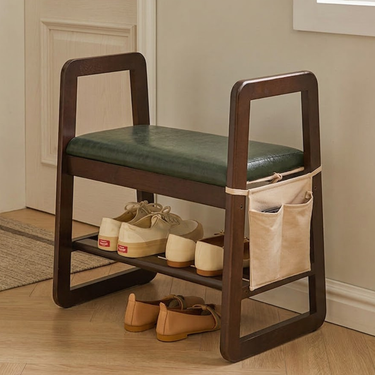 Modern Minimalist Shoe Storage Bench with Armrests - Elegant Entryway Rack Benches