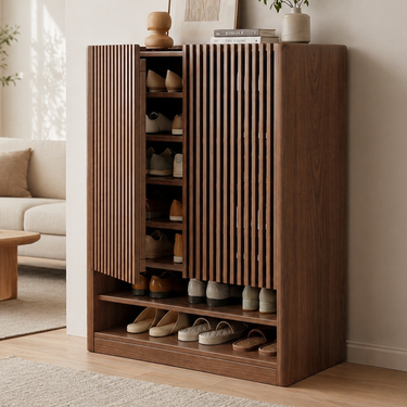 Elegant Solid Wood 7-Tier Shoe Storage Cabinet for Entryways Shoe Storage
