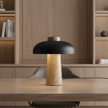 TravertineGlow | Stylish Unique Stone Table Lamp for Living Room Lamps