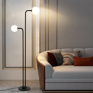 Modern Black Floor Lamp with Dual Glass Shades for Living Room Floor Lamps