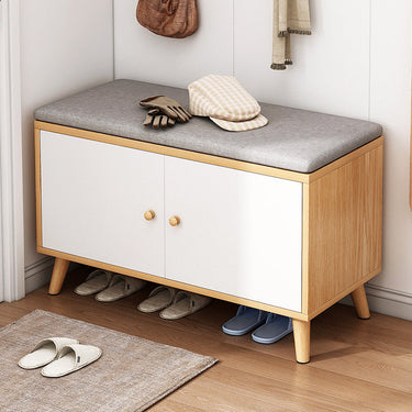Scandinavian Solid Wood Shoe Storage Cabinet - 2-Tier Organizer Shoe Cabinets