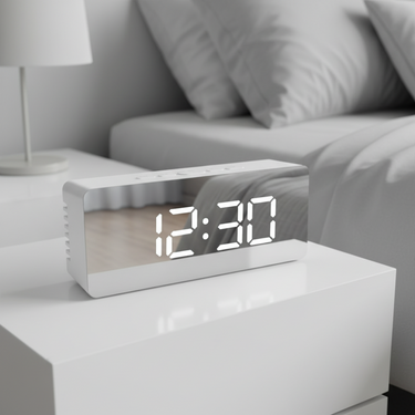 Modern LED Mirror Alarm Clock with Adjustable Brightness & Snooze Function for Home and Office Clocks