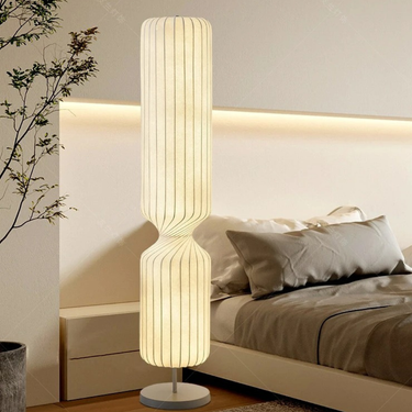 NordicGlow Floor Lamp| Modern Wabi Sabi White Silk LED Floor Lamp for Living Room or Bedroom Lamps