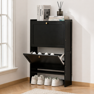 Minimalist Shoe Storage Cabinet - Large Capacity Bamboo & MDF Organizer Shoe Cabinets