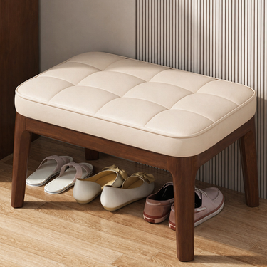 Scandinavian Shoe Storage Bench with Solid Wood Frame & PU Leather Seat Benches