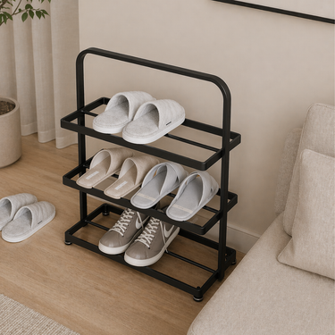 Modern Minimalist 3-Tier Shoe Rack - Durable Iron Shoe Storage Organizer Shoe Storage