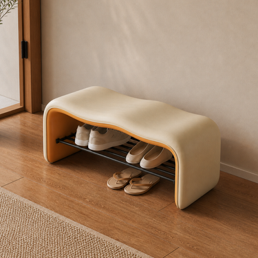 Modern Minimalist Entryway Bench with Shoe Storage & Metal Frame Benches