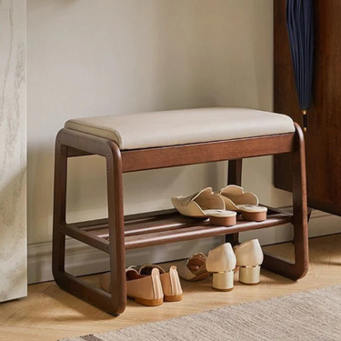 Elegant Shoe Rack Storage Bench - Entryway Shoe Storage with Leather Seating Benches