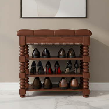 Scandinavian Shoe Storage Cabinet - 3-Tier Microfiber Leather Organizer for Entryway Shoe Storage
