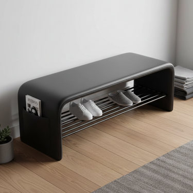 Eco-Friendly Synthetic Leather Shoe Shelf Bench for Entryway Storage Benches