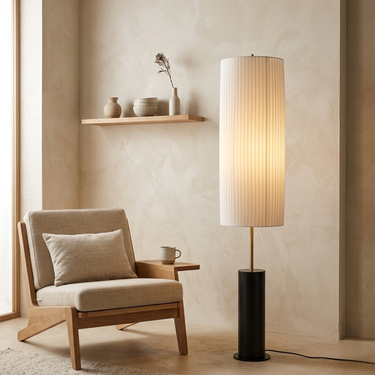 Kiyora | Elegant Modern Japanese Wabi Sabi LED Floor Lamp for Living Room Lighting