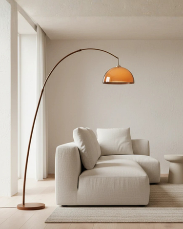 Ventoro Arc Floor Lamp - Modern Standing Lamp with Warm Dome Shade for Living Room Floor Lamps