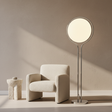 Orbis Collection | Elegent Modern Chrome Frame Floor Lamp for Living Room Decor Floor Lamps