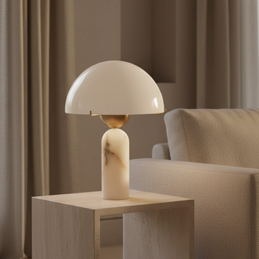 MarbleSphere | Elegant Sculptural Natural Stone Table Lamp for Living Room Lamps