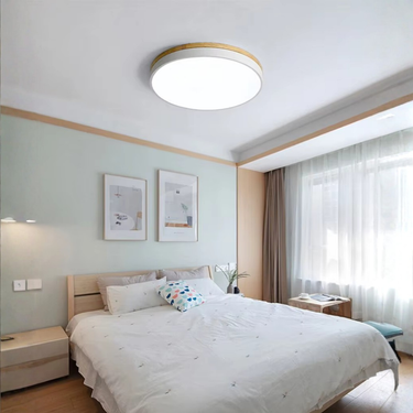 Horizon Flush Mount Ceiling Light - Ultra-Thin Modern Design with Wood Accent Lighting