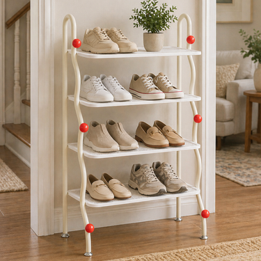 Modern Minimalist Shoe Rack - 4-Tier Iron Shoe Storage Organizer Shoe Racks