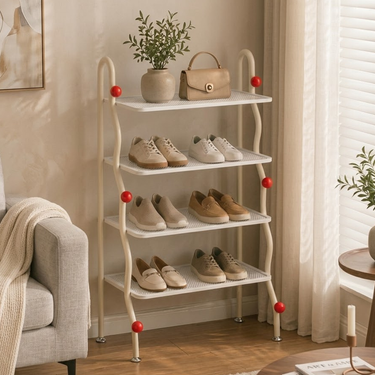 Modern Minimalist Shoe Rack - 4-Tier Iron Shoe Storage Organizer Shoe Racks