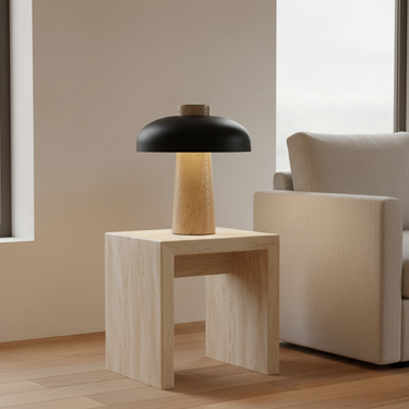 TravertineGlow | Stylish Unique Stone Table Lamp for Living Room Lamps