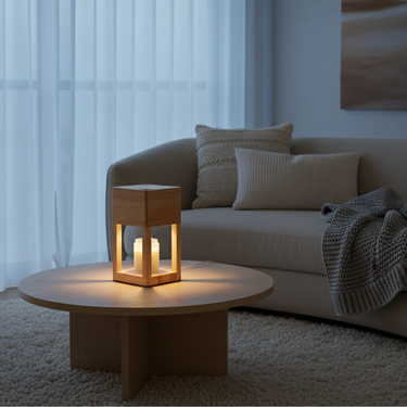 Scandinavian Wooden Candle Warmer Lamp - Dual-Purpose Ambient Light Candle Warmer Lamp