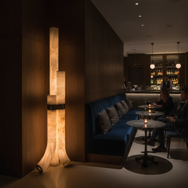 AlabasterGlow | Elegant Modern Brass Floor Lamp for Living Room Lamps
